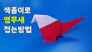 색종이로 앵무새 접는방법(종이접기) / 네모아저씨 (Origami Parrot)