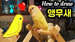앵무새 카페에서 만난 앵무새 초간단 그리기 [집에서함께해요, 쉬운그림 그리기]