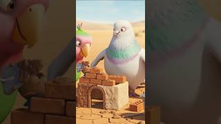 A Parrot and a Pigeon Built a Home in the Desert#ai#parrot#pigeon#shorts##shortsfeed#youtubeshorts