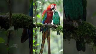 Macaws in the Rain – Love in the Jungle ️❤️ #nature #natureromance #birds #lovebirds #birdspecies