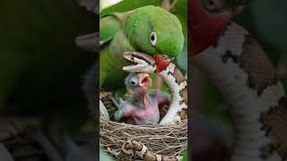 둥지를 노리는 검은 그림자! 어미 앵무새의 필사적인 방어