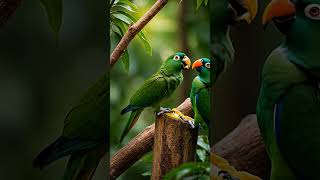 &quot;먹이를두고 조잘조잘 거리는 앵무새들의 대화,…