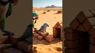 The parrot and its baby build …